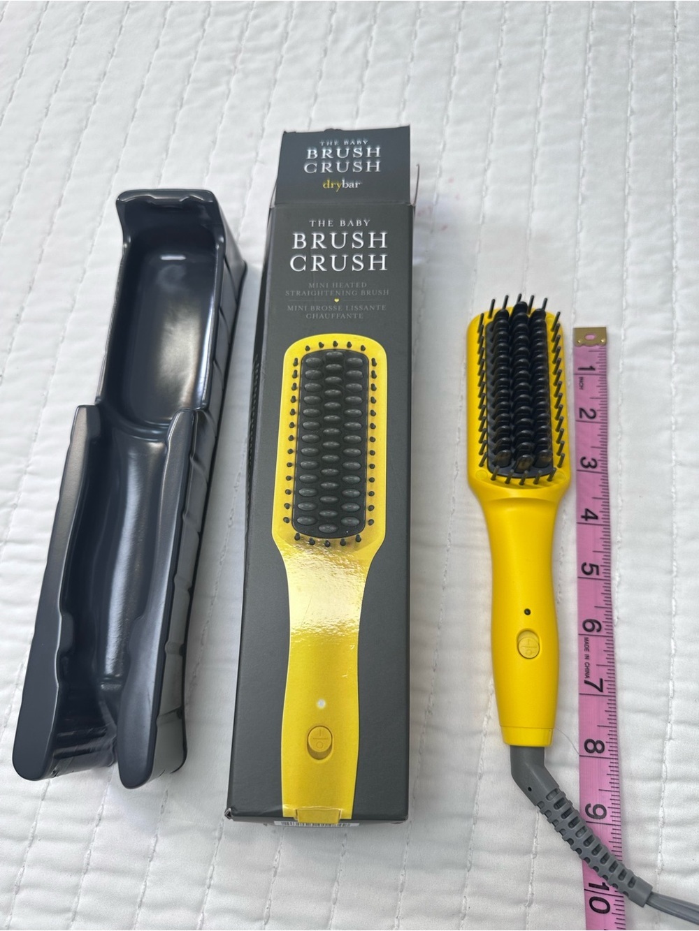 Drybar The Baby Brush Crush Yellow Mini Heated Straightening with Gray Bristles - Picture 4 of 12